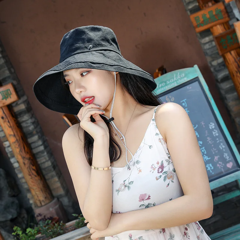 

Net Red Fisherman Hat Female Summer Series Face Covering Style Sun Protection UV Sun Large Fashion Wide Brim Big Brim cap 2020
