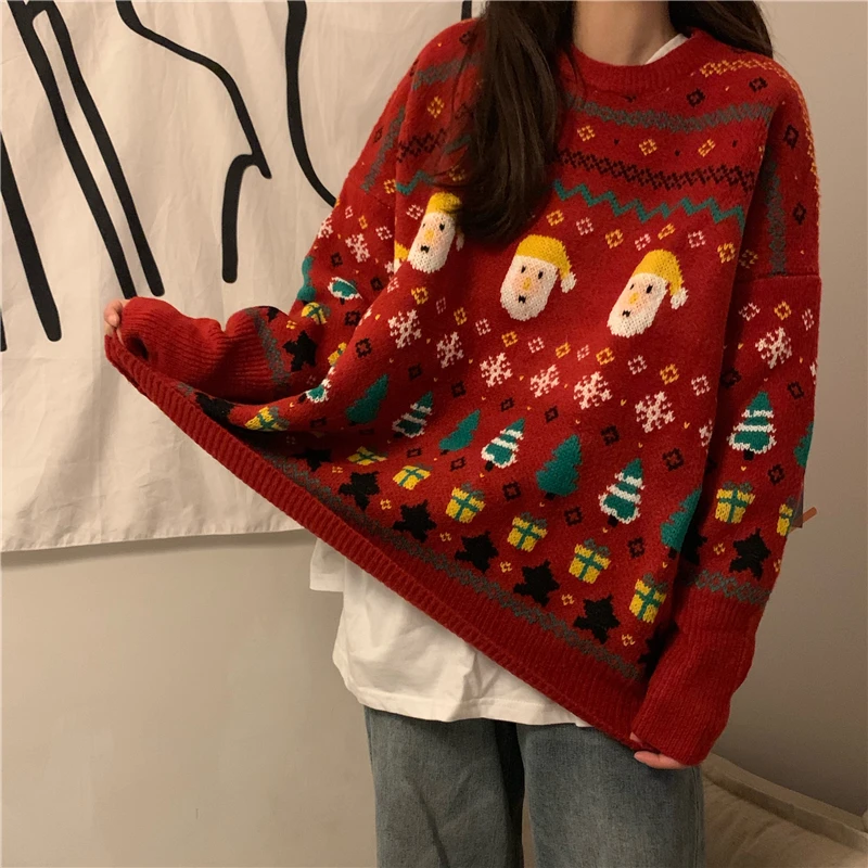 

Autumn And Winter 2020 New Sweater Female Korean Version Of The Tide Thickened Loose Coat Sets Of Red Women Knitted Sweater