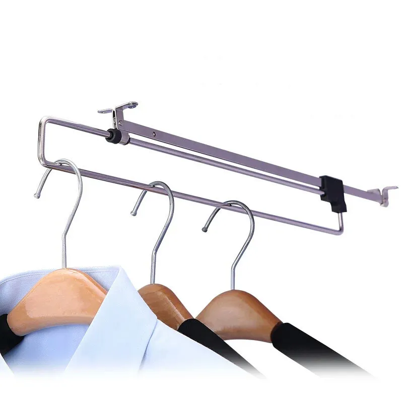 

3pcs Wardrobe Hanger Top-mounted Telescopic Hanger Push-pull Side Clothes Hanger Hanging Wardrobe Rail Hardware Accessories