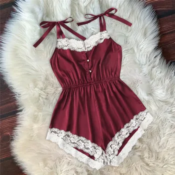 

Women Sexy Sleepwear Imitation Silk Satin Lace Bandage Underwear Ladies Nightwear Home Suit Summer New Hot