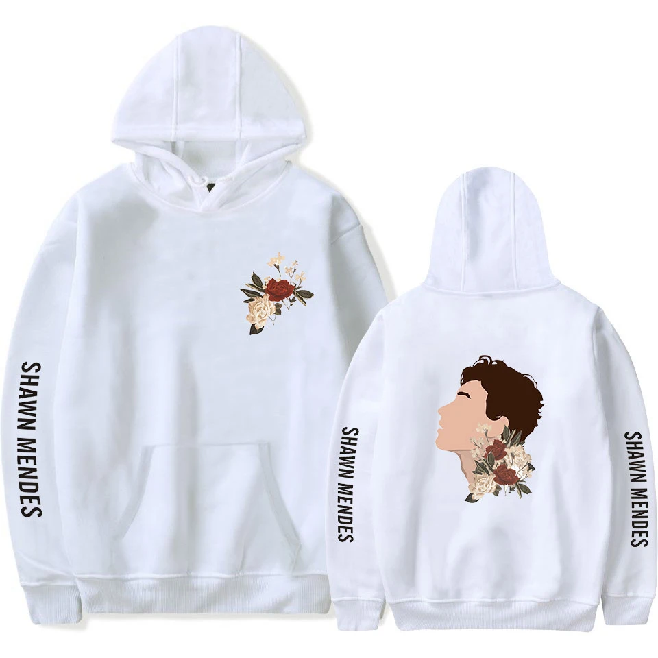 Creative Flower Hoodie Pop Singer Shawn Mendes Hoodies Men/Women Music Senorita Hip Hop Couple White Sweatshirt | Мужская одежда