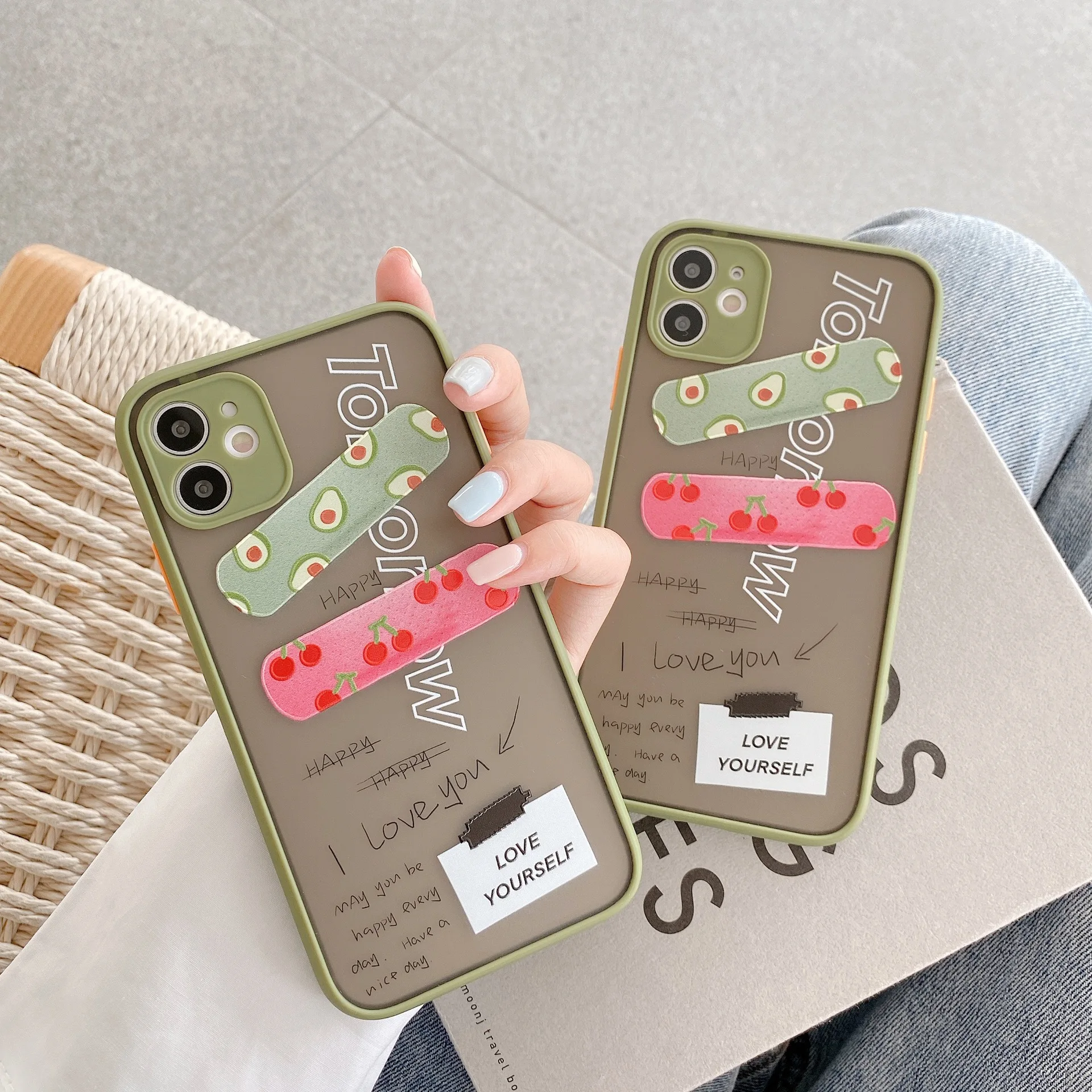 

Retro letter stickers Cherry tape Phone case for iPhone 11 Pro Max case Cute cover for iPhone XS MAX XR X 7 8 6 Plus 7Plus Case