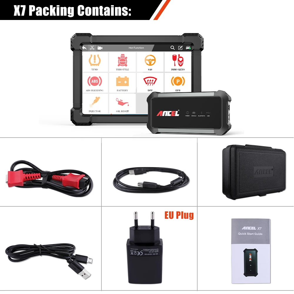 ANCEL X7 All System Diagnostic Scanner DPF EPB ABS Oil Reset OBD 2 Auto Scan Multi Languages Free Update OBD2 Engine Analyzer auto inspection equipment Code Readers & Scanning Tools