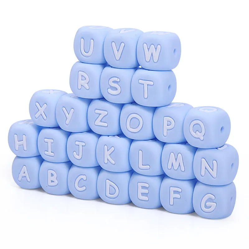 New 100pc Alphabet Silicone Chewing Beads For Teething Necklace Food Grade BPA Free Letter DIY Baby Name Baby Teether