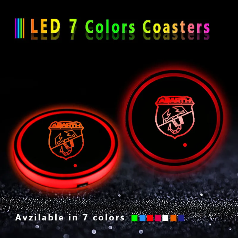 1pcs LED Car Coaster Luminous Water Cup Non-Slip Mat Car Accessories For Skoda Octavia Rapid Kodiaq Karoq Superb Fabia Kamiq