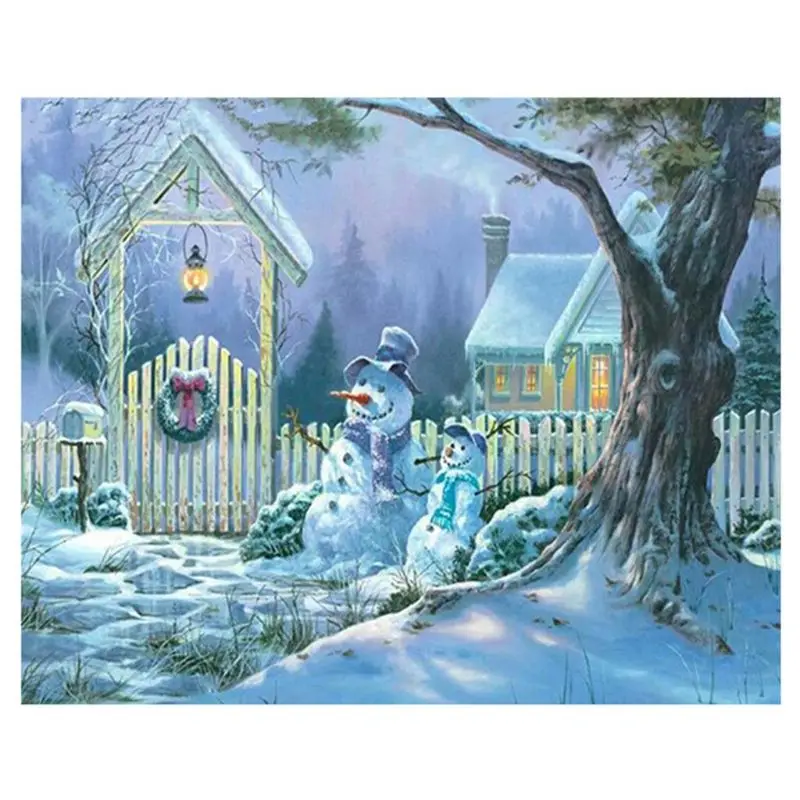 

The snowman on Christmas Eve 5D Special Shaped Diamond Painting Embroidery Needlework Rhinestone Crystal Cross Craft Stitch Kit