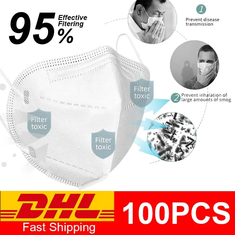 

KN95 Disposable Face Mouth Mask Anti Flu Safe Mask 4 Layers Filter Dustproof Non Woven Protective Mouth Masks Fast Shipping