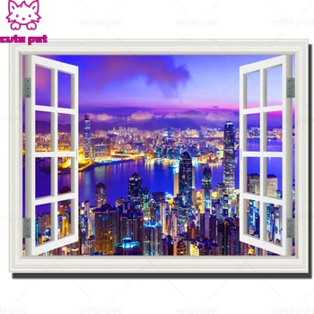 

diamond painting stitch cross diamond embroidery city landscape full square round drill diamond mosaic rhinestone decoration