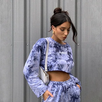 

Letter Embroidery Round Neck Long Sleeve Clothing Women 2020 Autumn and Winter Fashion Slim Printed Sweater Cropped Top