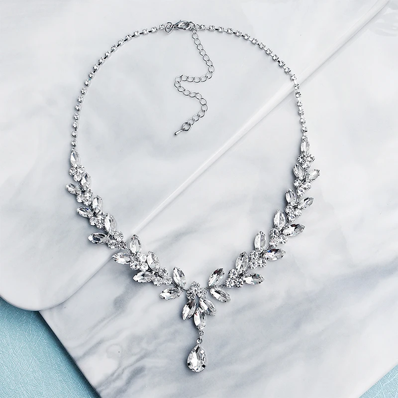 Miallo новые роскошные свадебные украшения набор Австрийское Кристальное свадебное ожерелье и Комплект сережек для женщин невесты