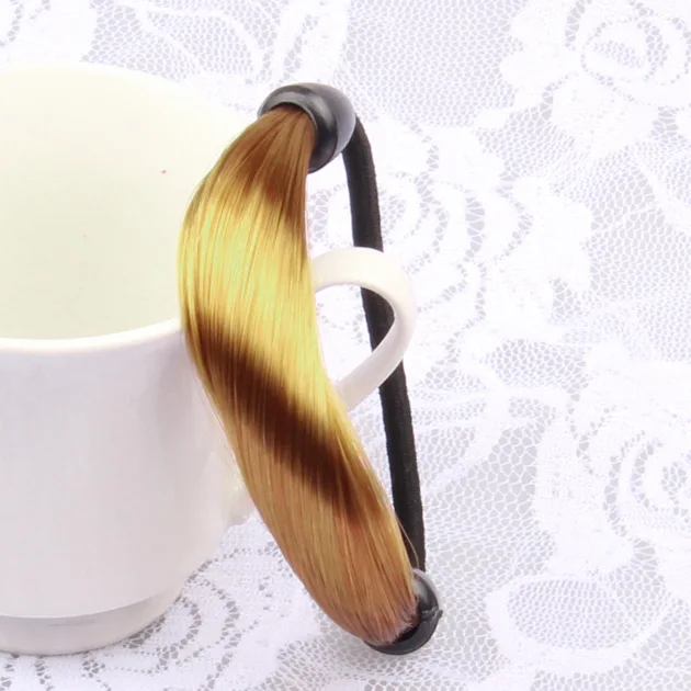 1 шт. женский парик для девочек, эластичная модная повязка для волос, милые веревки для волос, резинка для волос, резинка для волос, аксессуары для волос - Цвет: Coffee