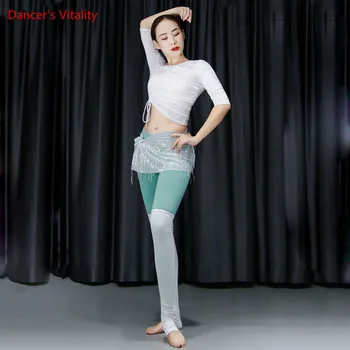 

Belly Dance Practice Clothes New Winter Drawstring Top Pants Tassel Bandage Skirt Set Oriental Indian Dancing Training Outfits