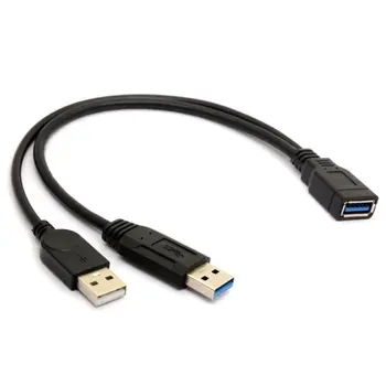 

30cm Dual USB 3.0 Power Cable Y Shape Data Line Cord For PC External Hard Disk USB 3.0 Data Cable