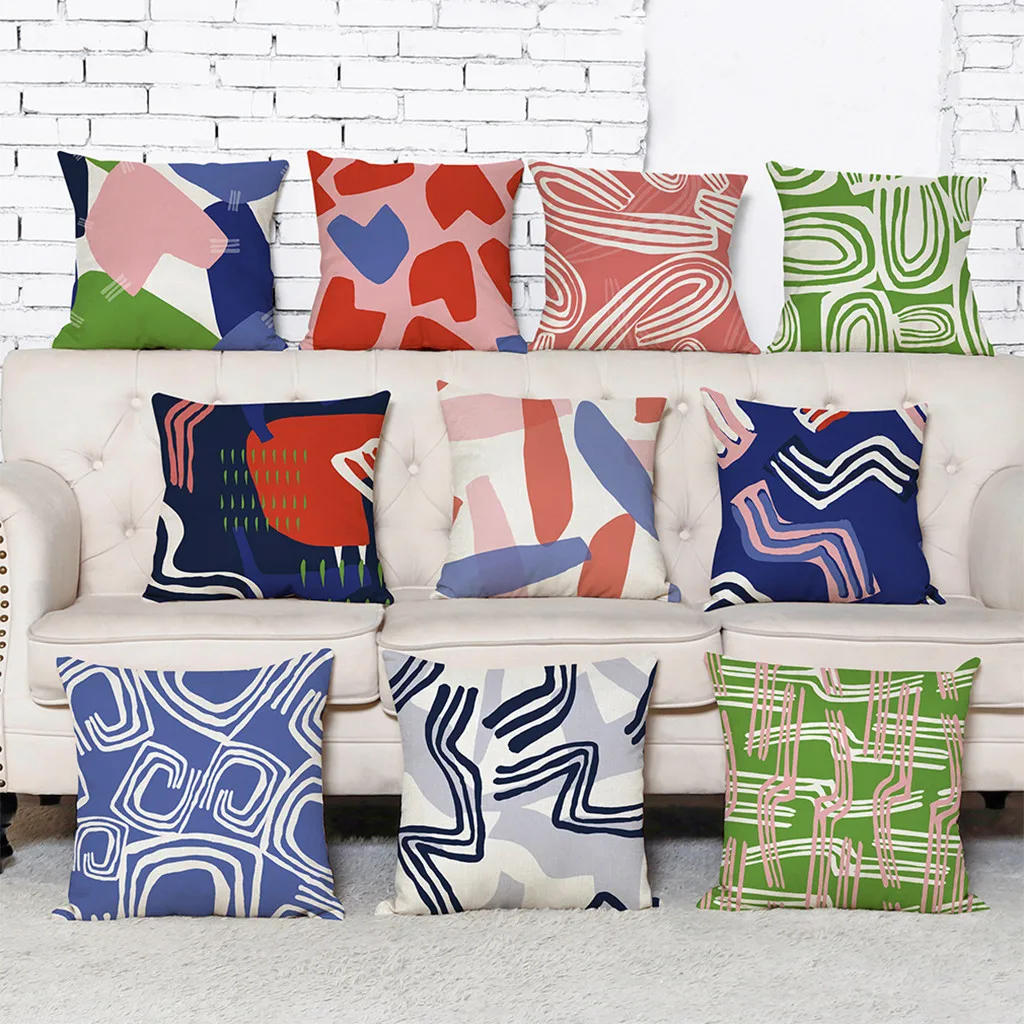 

Colored Corrugated Series Linen Pillow Pillowcase In Decorative Bedding 45X45 Home decorative pillows cotton linen cushion cover