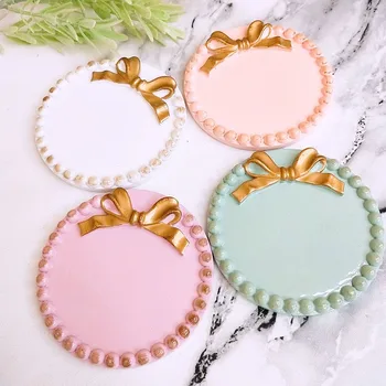 

Retro multicolour fans you super cute bowknot small tray round square jewelry jewelry decoration plate set
