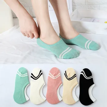 

1Pair Women Stripe Comfortable Stockings Non-Slip Stripe Short Stockings