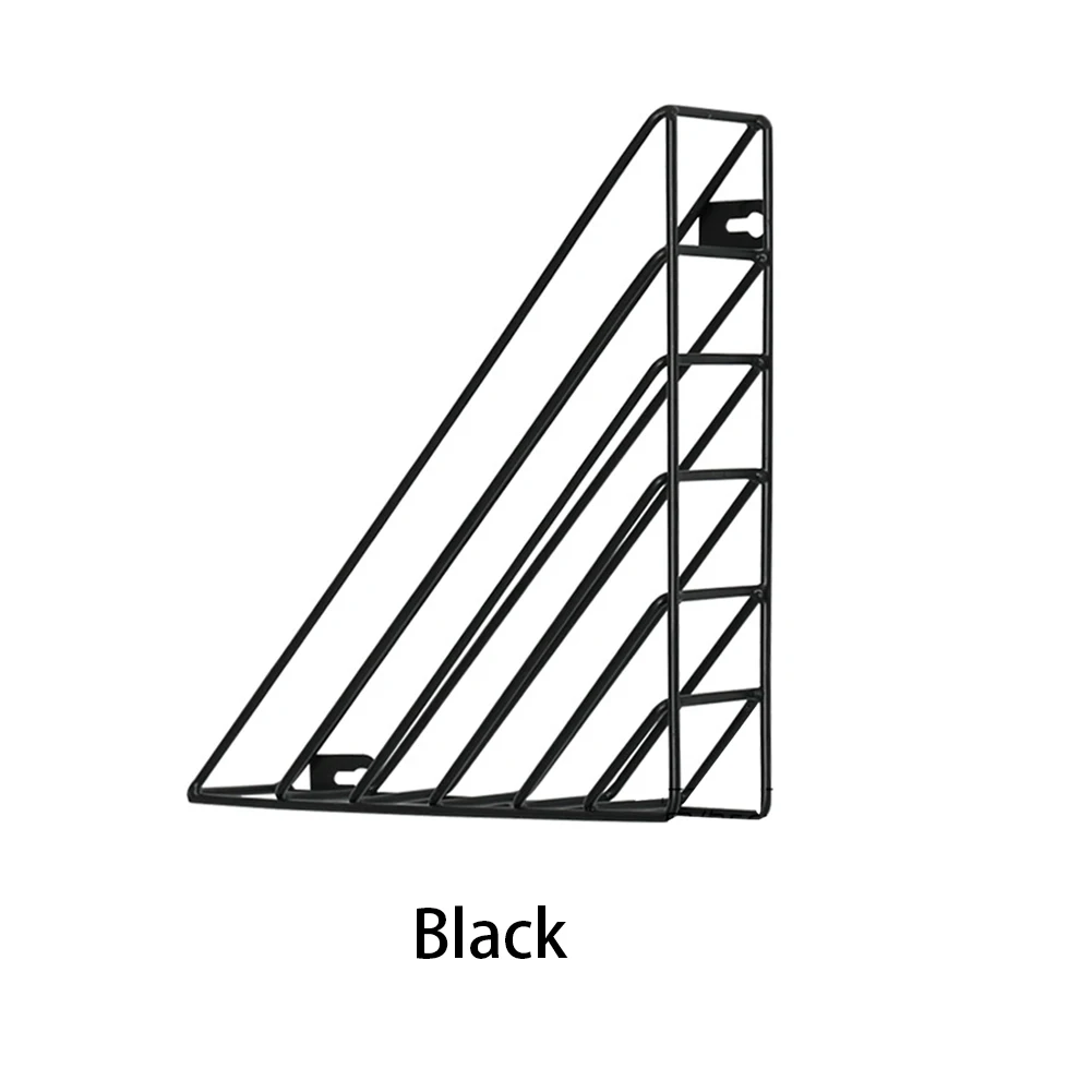 Металлические треугольные настенные полки настенные украшения журнал стеллаж для хранения книг ремесла Дисплей Стенд настенные полки домашний декор - Цвет: Black