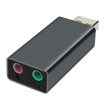 

VEGGIEG Aluminum USB External Sound Card Adapter Drive-Free Stereo o 3.5mm Interface Card for PC Laptop Desktop