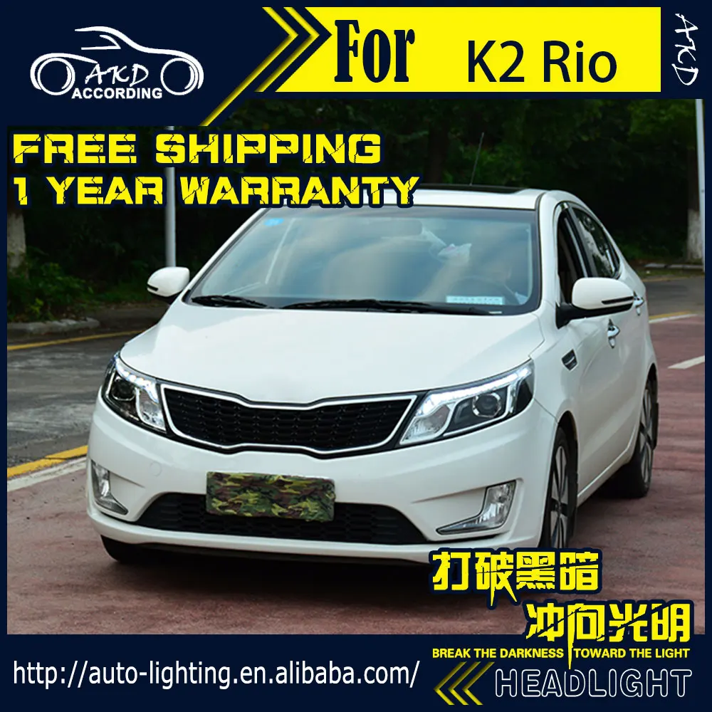 АКД стайлинга автомобилей Фара для Kia K2 фары 2011 2014 Rio светодиодный задний фонарь DRL