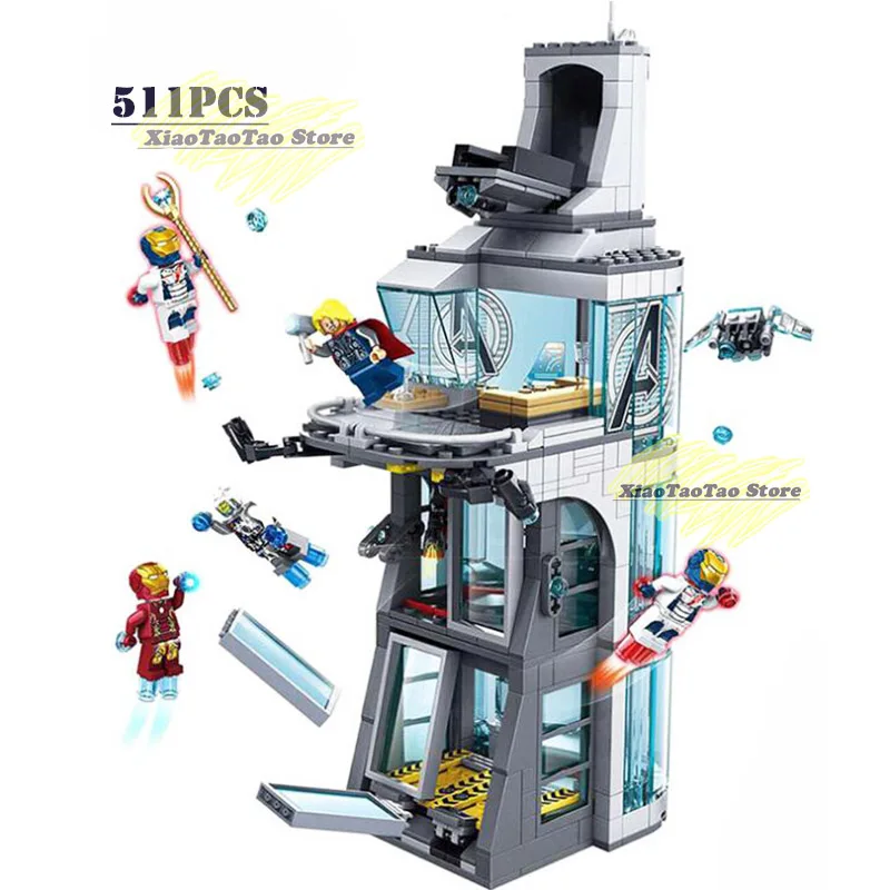 

511Pcs Star wars Marvel Super Hero Iron Man Attack On Avenger Tower Model Building Blocks Copmatible Avengers Series