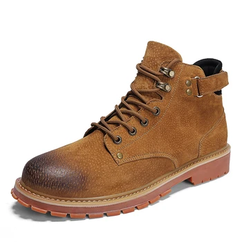 

italian brand design men leisure genuine leather boots spring autumn ankle boot lace-up cowboy tooling shoes chaussure homme man