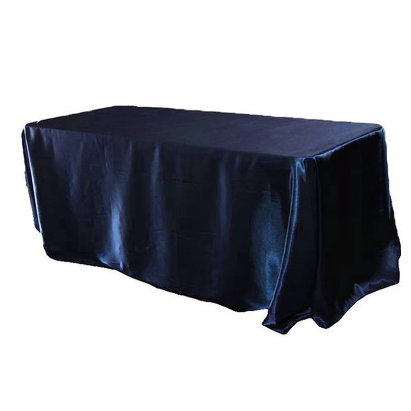 1 шт. атласная Скатерть прямоугольный банкетный стол в гостинице ткань для свадебной вечеринки Рождественская скатерть украшение дома - Цвет: Navy Blue