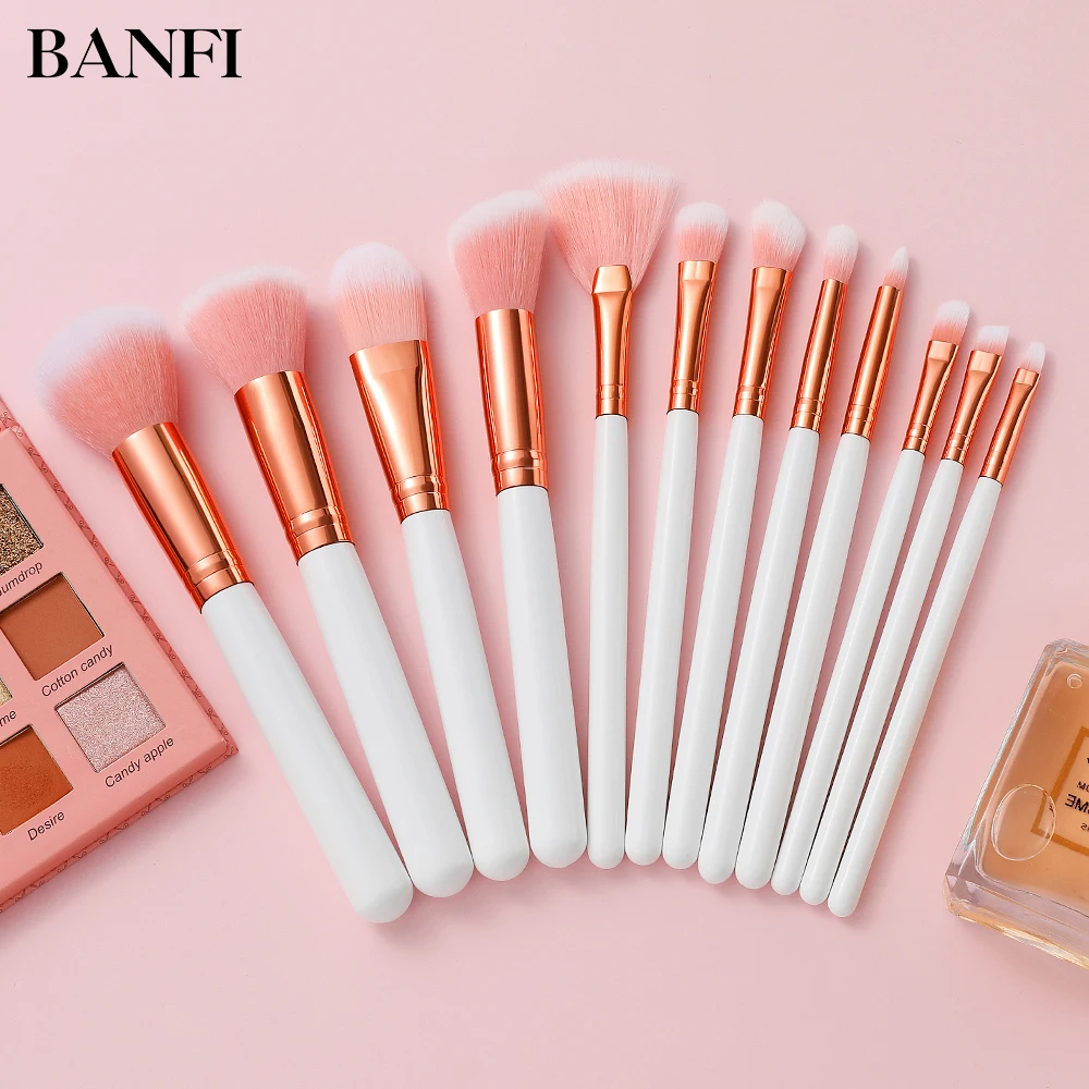 

BANFI 12 Pcs Pink Girl Beginners Makeup Brushes Set Eyeshadow Blush 2020 New Professional Beauty Tools Kit