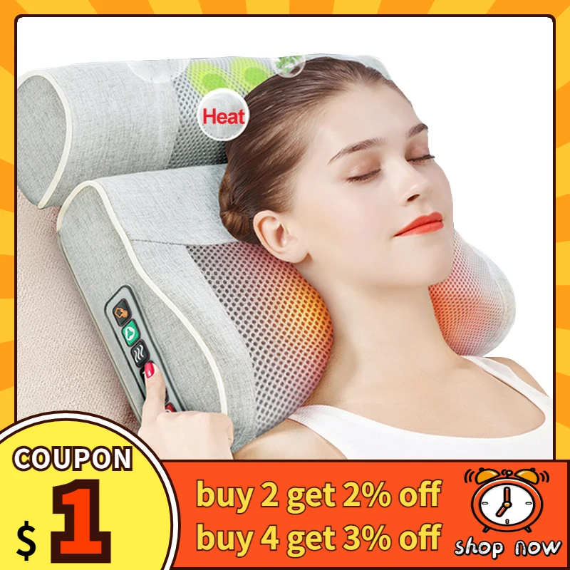 2 In 1 Massage Pillow Neck Back Shoulder Waist Body Electric Vibrating Cervical Spine Massager Gift