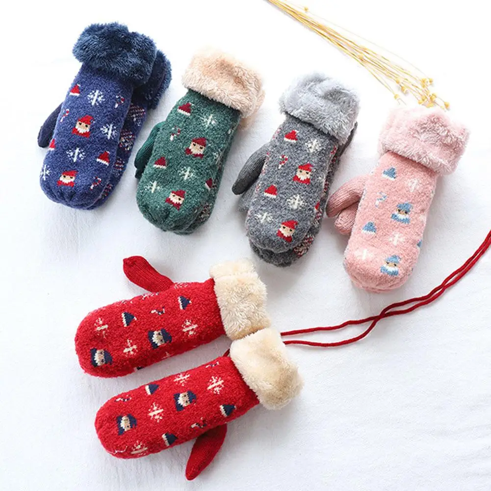 Женские модные вязаные зимние теплые перчатки шикарные Рождественские Элементы шаблон варежки подарок