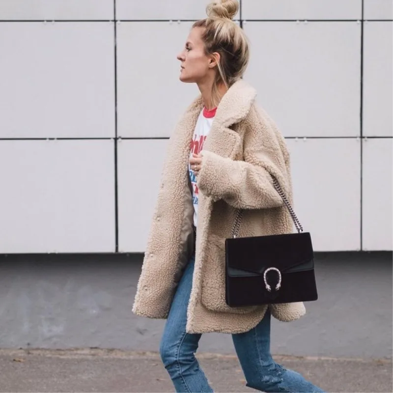 

2019 Winter Single-breasted Teddy Jackets And Coats Women Outwear Thick Faux Fur Coats Ladies Plus Size Fur Coats cwf0189-5