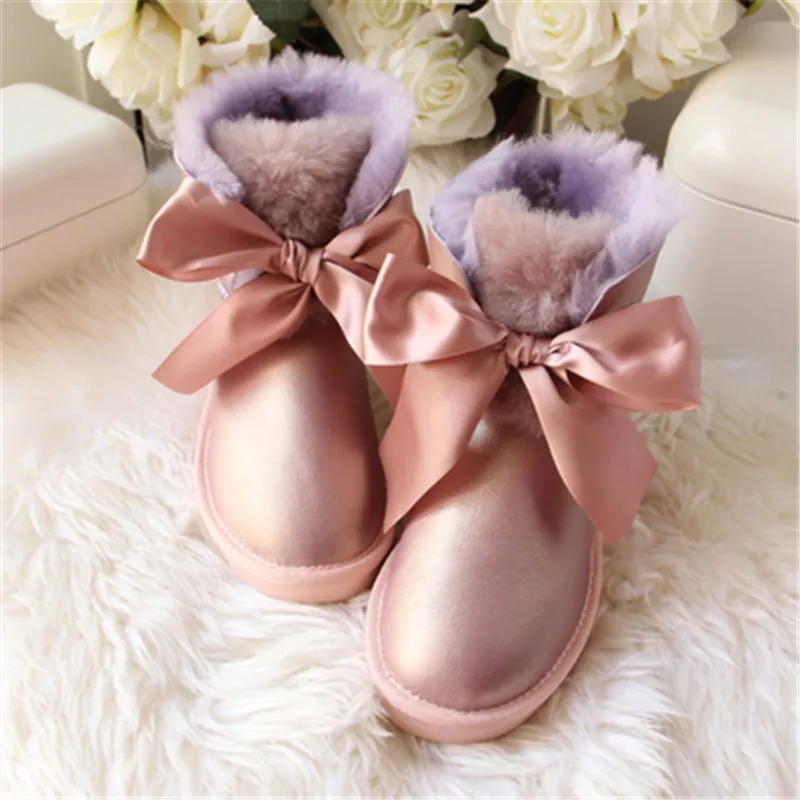 Top Quality Shoes Women 2020 Real Sheepskin Women's Winter Woman Snow Boots Genuine Sheepskin Women Boots Women Shoes