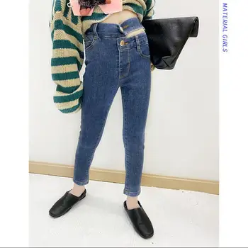 

Baby girls denim pants 2019 spring autumn new fashion cotton thin cowboy trousers for teenage children clothes 4-14Y ws949