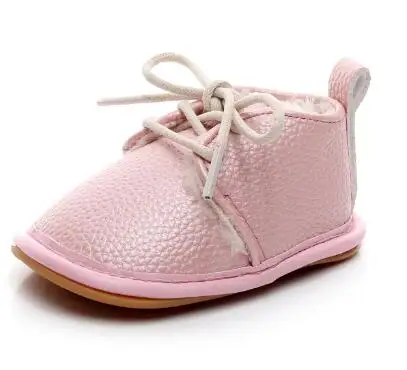 pink Hongteya цветочный принт из искусственной кожи, для детей мокасины зимняя утепленная одежда для детей для маленьких мальчиков и девочек, для тех, кто только начинает ходить, на шнуровке; повседневная обувь - Цвет: pink