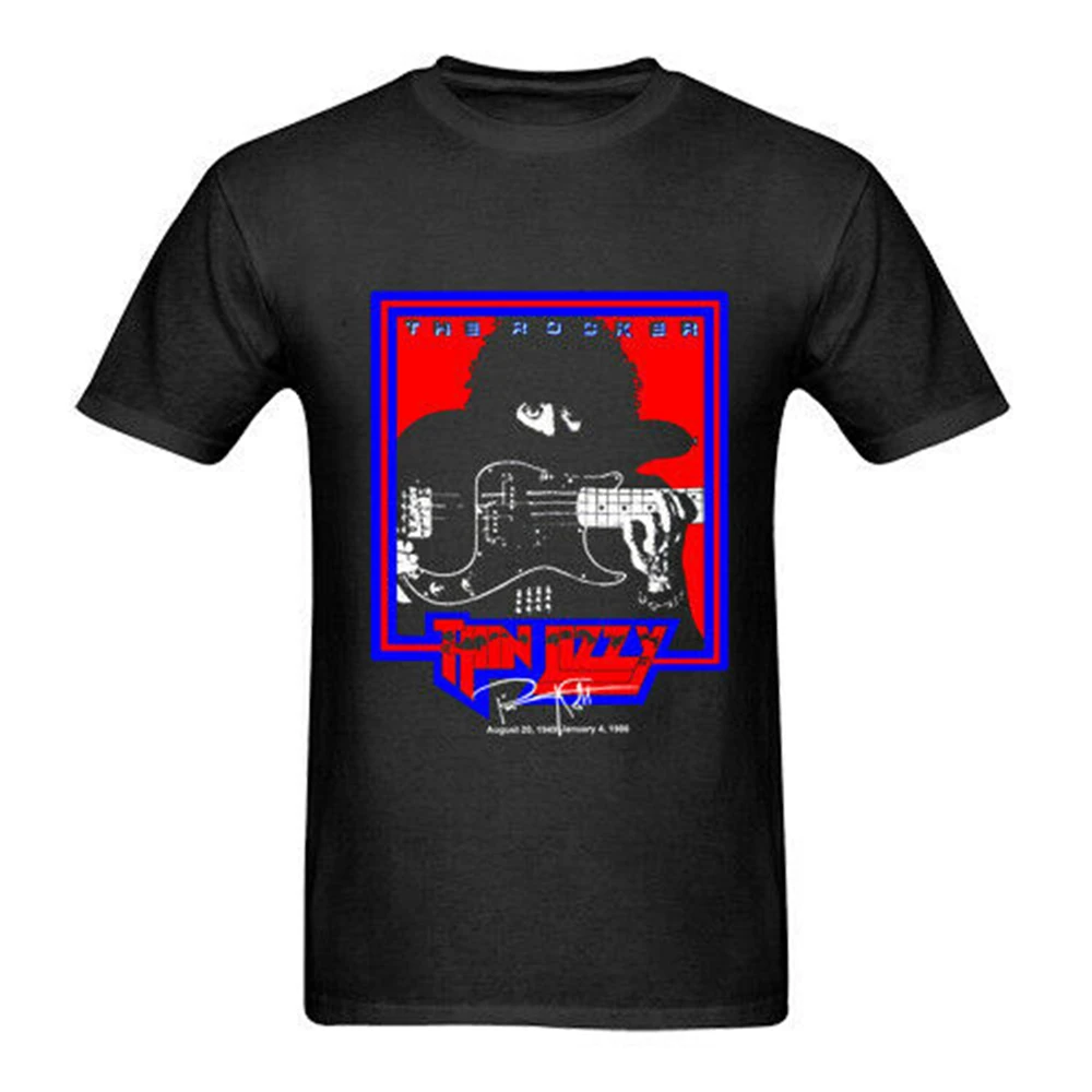 1990S Thin Lizzy Phil Lynott Тяжелая хлопковая Футболка S-2Xl с короткими рукавами летние топы