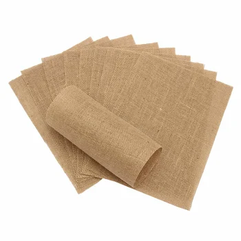 

10pcs 29X21cm Chic Hessian Burlap Placemat Kitchen Table Place Mat Jute Dining Table Mat Pads Tea Cup Bowl Tableware Decoration