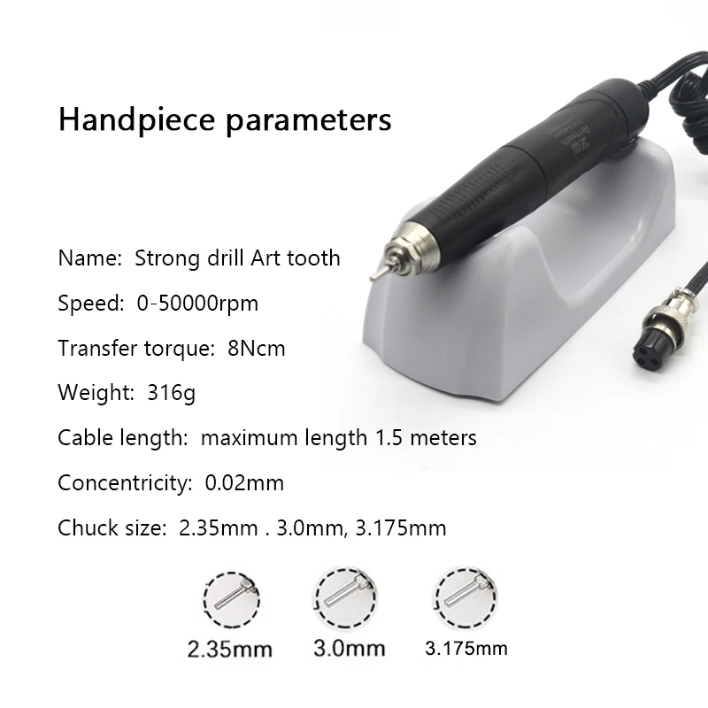 Nail Drill Handpiece 50000rpm Plastic Electric XM Q9 Nail Handle for Dental Laboratory Manicure Jewellery Polishing QZ60 G800 6