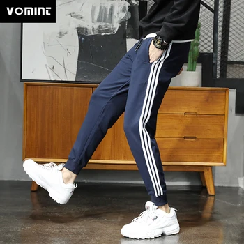 

VOMINT Mens Pants Cotton Casual Stretch Male Trousers Preppy Style Pants Man Sports Stripe Pant High Quality Large Size S-4XL