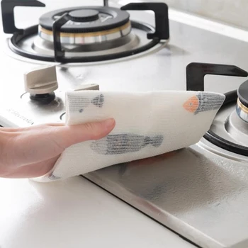 

Kitchen Anti-Oil Rag Super Absorbent And Oil-Proof Cleaning Cloth Household Kitchen Thickened Dish Towel Microfiber Printed Rag