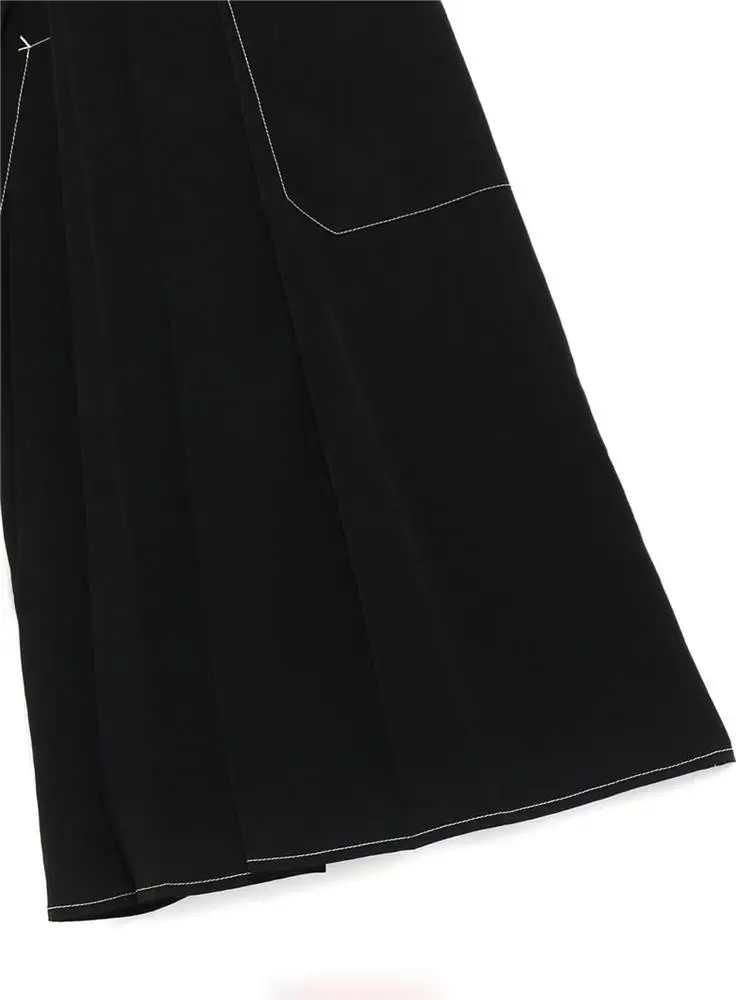 Men's Wide-Leg Pants Pleated Pants Casual Pants Spring And Autumn New Black Car Seam Nine Points Design Fashionable Beach Pants