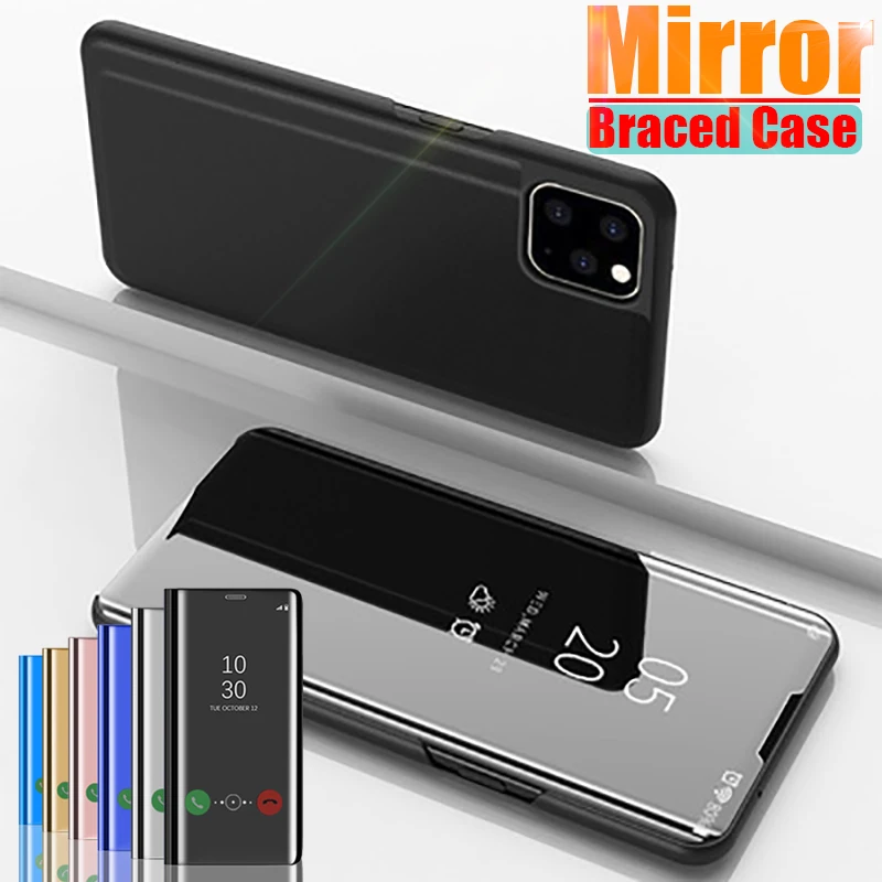 Популярный роскошный флип-чехол с зеркалом для iphone 11 Pro Max, кожаный умный флип-чехол для iphone 6 6S 7 8 Plus X XR XS MAX Coque