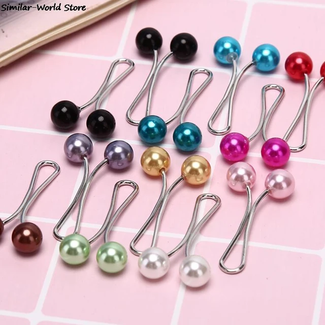 Pearl Brooch Hijab Scarf 12pcs/Lot Multicolor Scarf Pins Muslim Women  Headscarf Pin Shawl Fixed Strap Anti Slip For Muslim Hijab