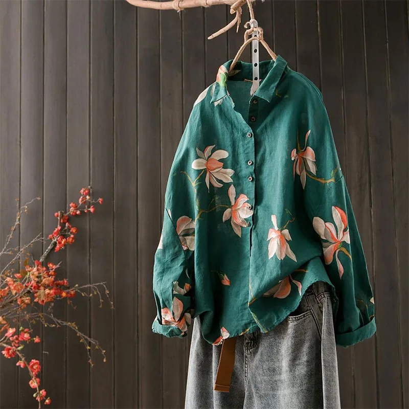 New Spring Arts Style Femme Blusas Women Long