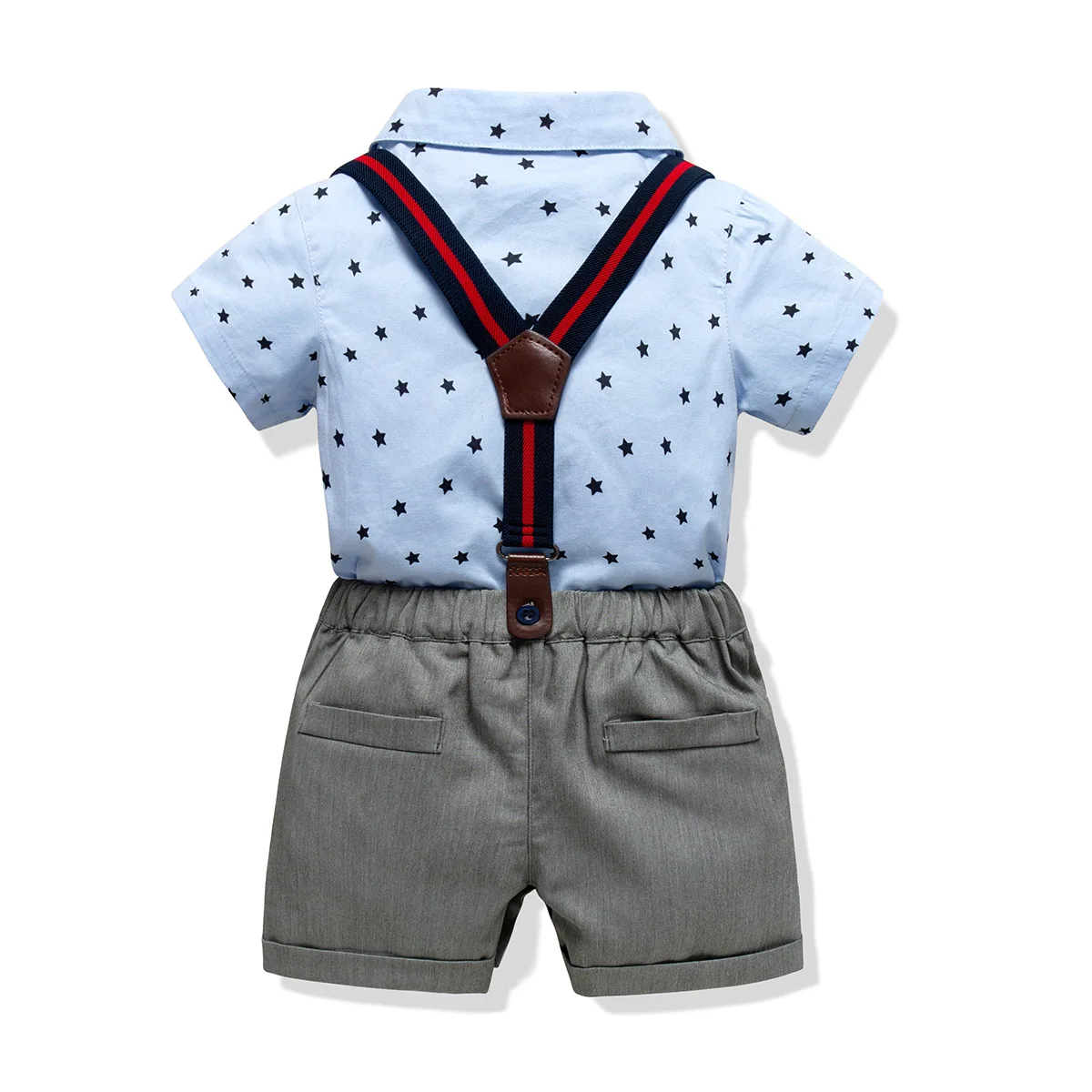 

2018 Spring And Summer Baby Children Dress Clothes for Babies Pure Cotton Suspender Pants Set Thin Gentleman Nursing Crawling Cl