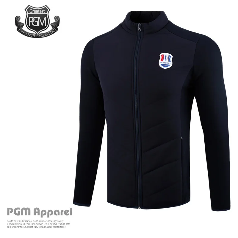 PGM мужская осенне-зимняя утепленная куртка, Мужская теплая флисовая куртка, пальто, верхняя одежда на молнии, тренировочная футболка для гольфа D0832 - Цвет: Navy Blue