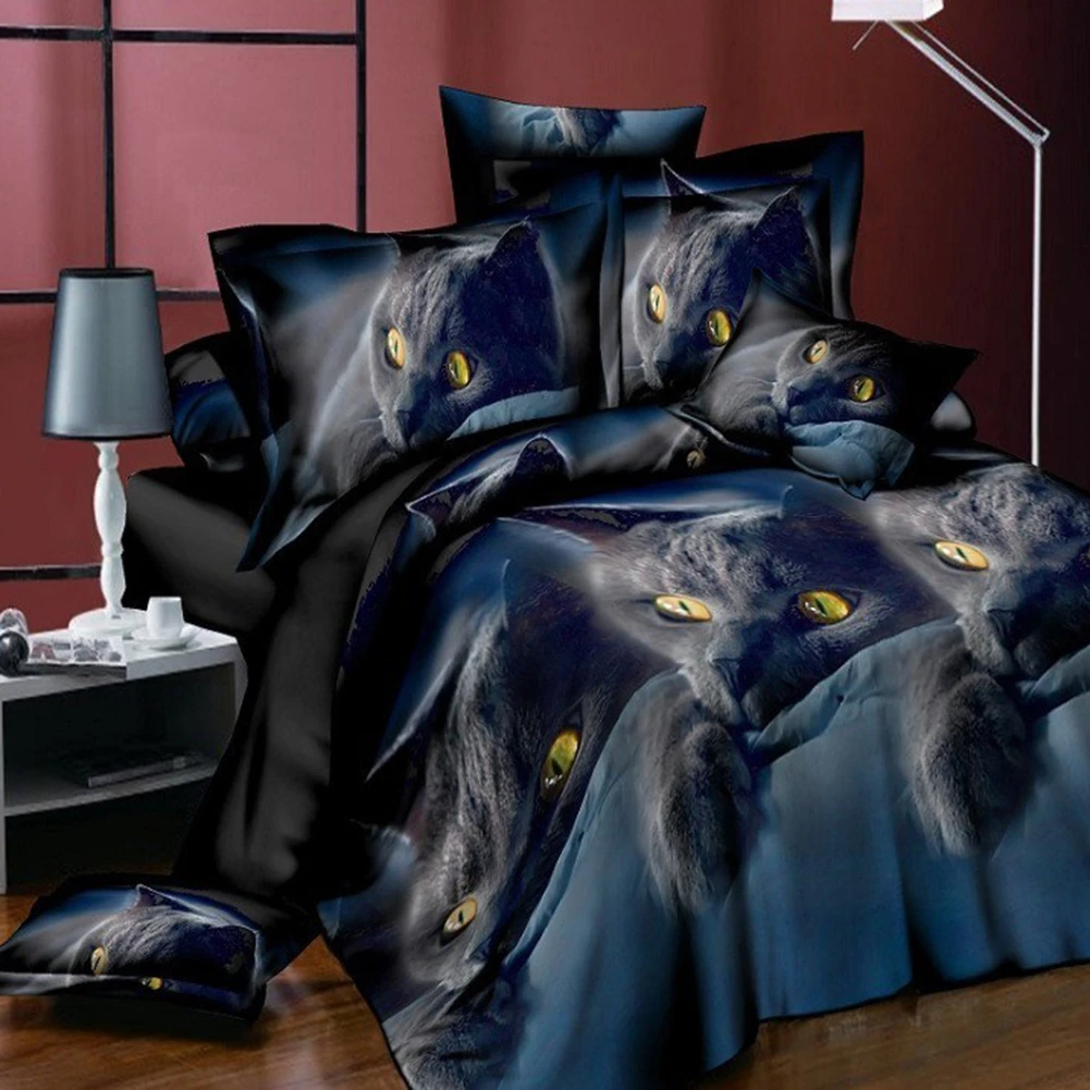 Adult Duvet Cover Set Pillow Covers 3d Printed Animal Cat Comforter 2 3pcs Bedding Sets Single Full Double Bed Linen Flat Sheet Bedding Sets Aliexpress