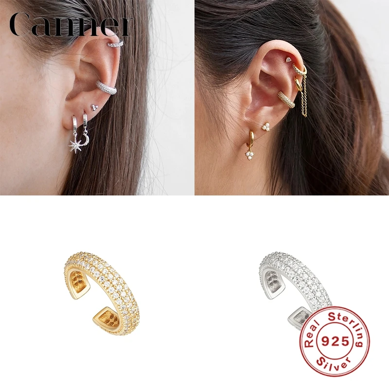 Pendientes de plata de ley 925 para mujer, aretes de lujo de circonita AAAAA, Clip de cartílago de hadas, aros joyería fina W4
