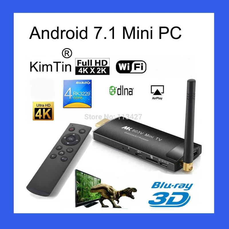 KimTin MK903C Android TV Stick RK3229 четырехъядерный ОС 7 1 4K Wifi ключ Dongle Miracast Player Smart Mira Screen Mini
