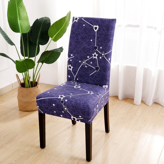 Series Chair Cover for Dining Room Banquet Hotel Kitchen Spandex Stretch Print Chair Covers Removable Washable Seat Decor