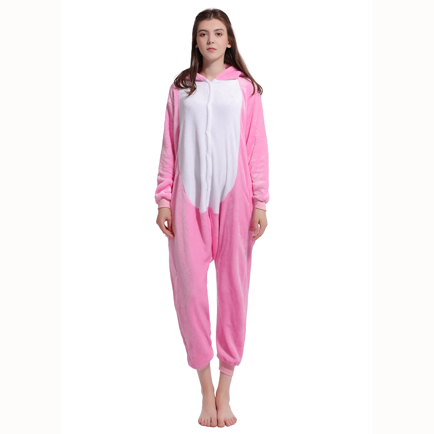 Kigurumi пижамы для взрослых розовый комбинезон в виде кролика женский костюм