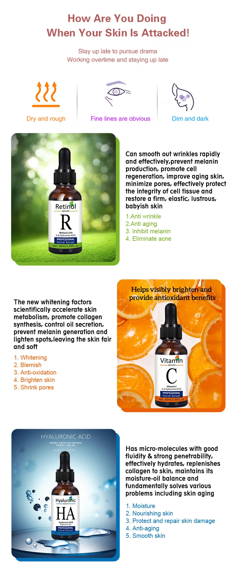 Vitamina c + retinol + extrato de